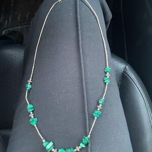 Malachite and sterling silver necklace